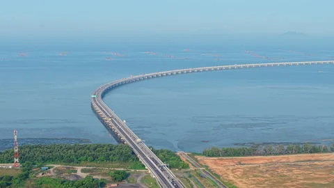 Penang Second Bridge Trade Corridor Aerial - Batu Kawan Malaysia 4K Vidéo 331976109