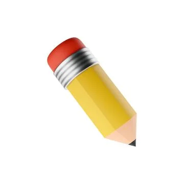Pencil 3D render model isolated white background.3d render pencil icon. Stock Illustration