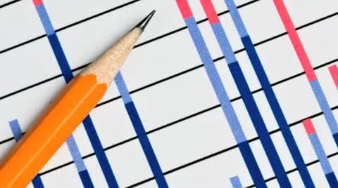 Pencil and business graph Stock Footage 20544486