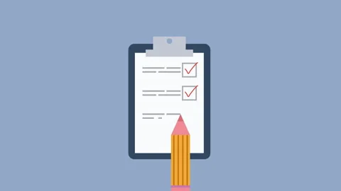 Pencil and Checklist Document 2d Animation with Alpha Matte 動画素材 336161491