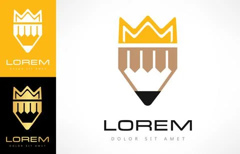 Pencil and crown logo vector. Education symbol. Stock Illustration