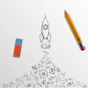 Pencil and eraser. Stock Illustration