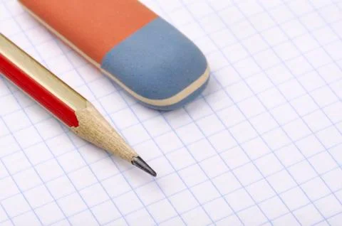 Pencil and eraser Stock Photos