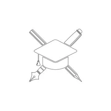 Pencil and graduation cap. flat vector icon Illustrazione stock