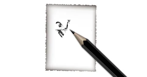 The pencil and the image of drinking lady Video stock 152627226