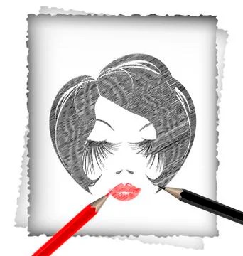 Pencil and the image of head Stock Illustration