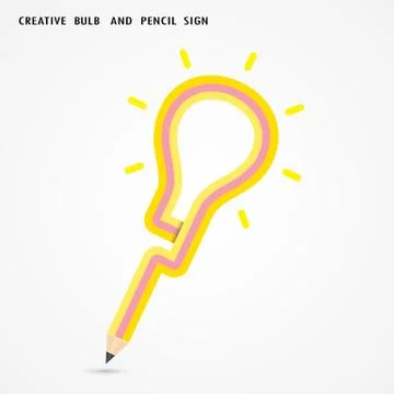 Pencil and light bulb on background. Education concept. Stock Illustration