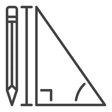 Pencil and Math Triangle vector concept line icon or sign Illustrazione stock