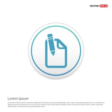 Pencil and note icon  - white circle button 스톡 일러스트