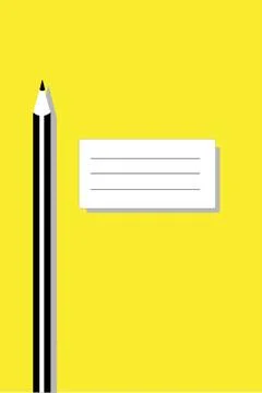 Pencil and a note on yellow background Stock Illustration