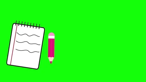 Pencil and notebook animation with green screen background Stock Footage 311889205