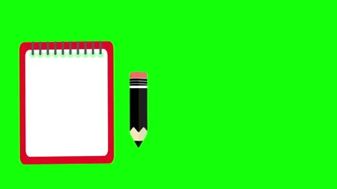 Pencil and notebook animation with green screen background Stock Footage 311889381