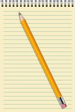 Pencil and notepad. A common tool for taking notes or making lists to help .. Stock Illustration