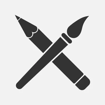 Pencil and paint brush vector icon. Art symbol Stock Illustration
