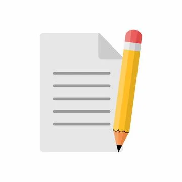 Pencil and Paper Document Vector Icon. Pencil icon vector Illustrazione stock