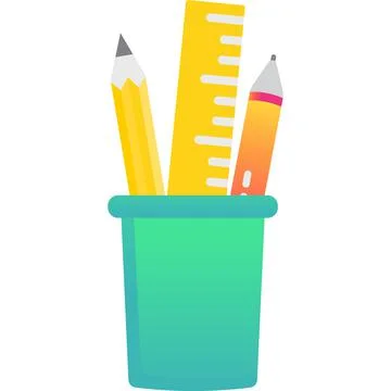 Pencil and pen in box vector cup holder icon Stock Illustration