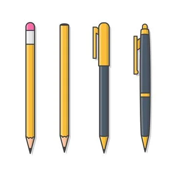 Pencil And Pen Vector Icon Illustration. School And Office Icon Illustrazione stock