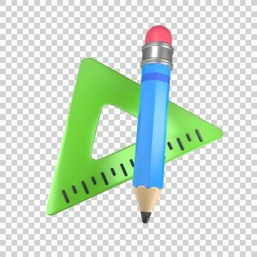 Pencil and Ruler Create 3D illustration Иллюстрация