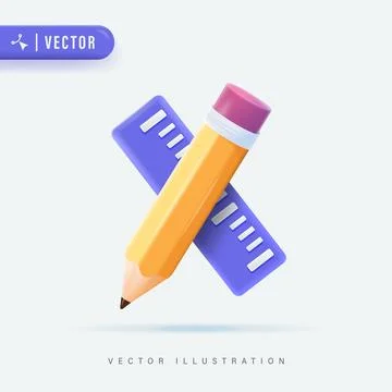 Pencil and Ruler Stock Illustration