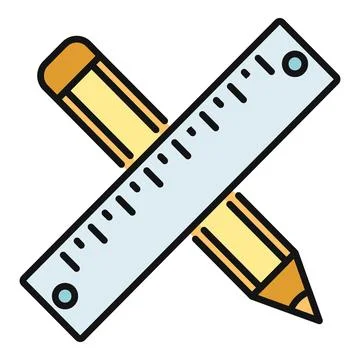 Pencil and ruler representing drawing and measurement tools Stock Illustration