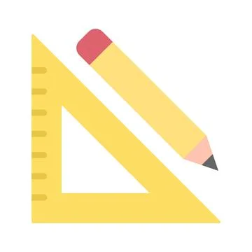 Pencil and Set Square icon vector image. Stock Illustration