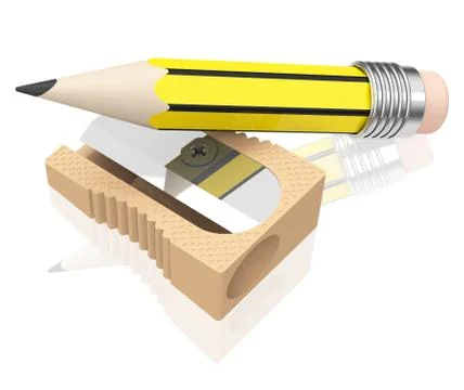 Pencil and sharpener Stock Illustration