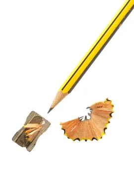 Pencil and a sharpener. Stock Photos