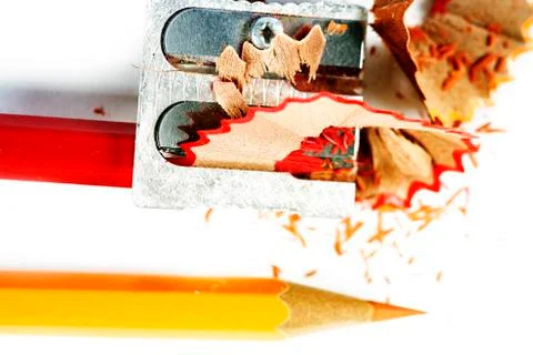 Pencil and sharpener Stock Photos