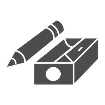 Pencil and sharpener solid icon, stationery concept, sharpened wooden pencil Stock Illustration