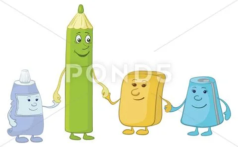 Pencil and stationery children Stock Illustration