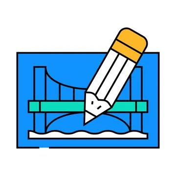 Pencil architect tool for create construction icon color illustration Illustrazione stock