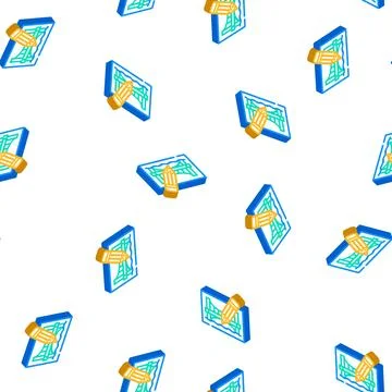 Pencil architect tool for create construction isometric icon seamless pattern Stock Illustration