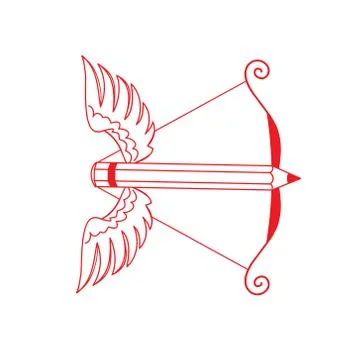 Pencil arrow with wings Stock Illustration