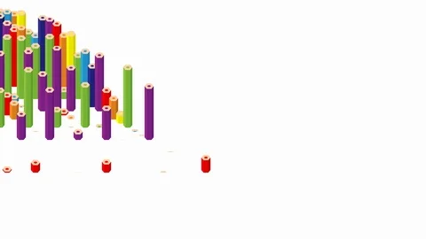 Pencil bar 3D virtual isometric shuffle wave pattern, Education or business 動画素材 111618621