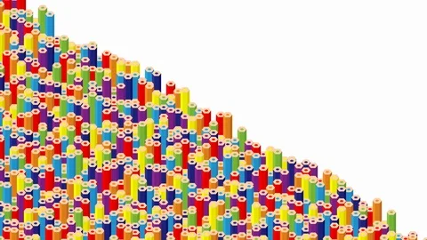 Pencil bar 3D virtual isometric shuffle wave pattern, Education or business 動画素材 111619274