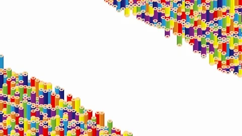 Pencil bar 3D virtual isometric shuffle wave pattern, Education or business Stock Footage 111621533