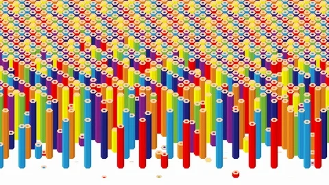 Pencil bar 3D virtual isometric shuffle wave pattern, Education or business Stock Footage 111622191