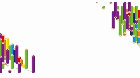 Pencil bar 3D virtual isometric shuffle wave pattern, Education or business Stock Footage 111622503