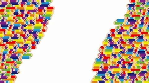 Pencil bar 3D virtual isometric shuffle wave pattern, Education or business Stock Footage 111625635