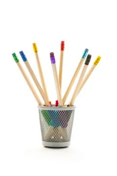 Pencil in basket Stock Photos