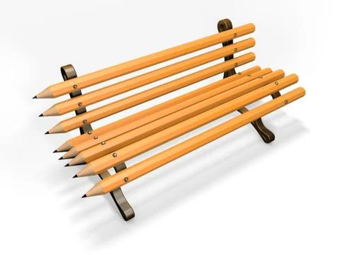 Pencil bench isolated on white Stock Illustration