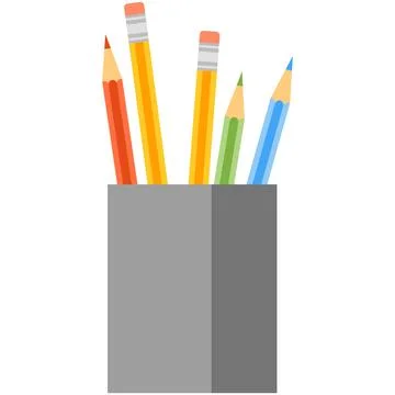 Pencil in box holder vector isolated on white background 스톡 일러스트