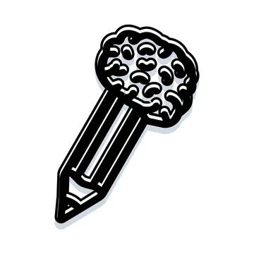 Pencil with brain generating creative ideas and learning Stock Illustration