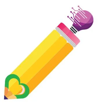 Pencil with brain in an idea Illustrazione stock