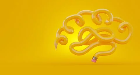 Pencil in brain shape Stock Illustration