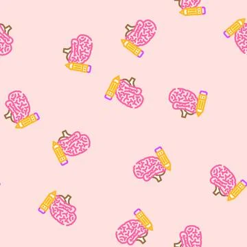 Pencil brainstorm vector seamless pattern Stock Illustration