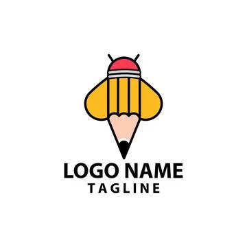 Pencil bug logo design vector Illustrazione stock