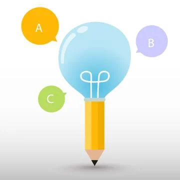 Pencil Bulb Idea Stock Illustration