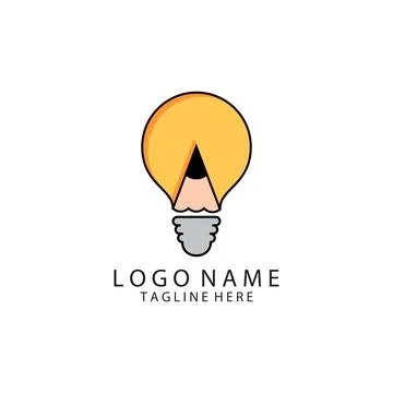 Pencil bulb logo design vector 스톡 일러스트