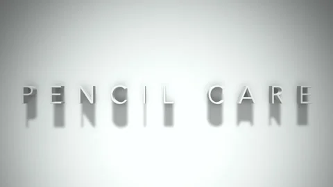 Pencil care 3D title animation with shadows on a white background Stock Footage 297266617